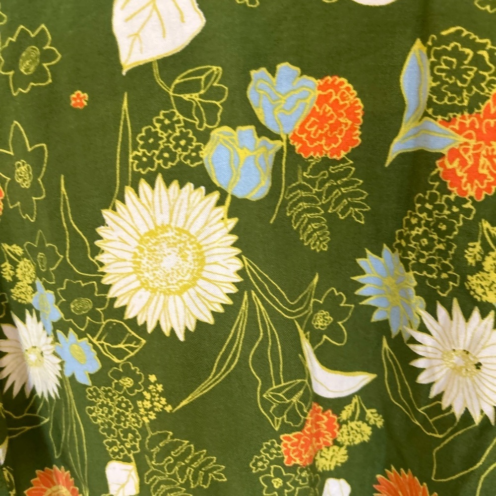 ModCloth Floral Green Skirt Elastic Stretch Waist 1X - Picture 6 of 12